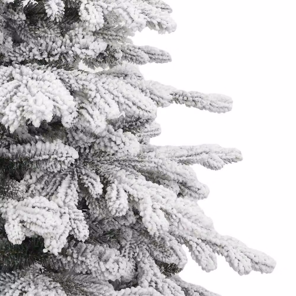 Berkfield Home Beautiful Artificial Hinged Christmas Tree with Flocked Snow, White, Height: 210 cm – 4