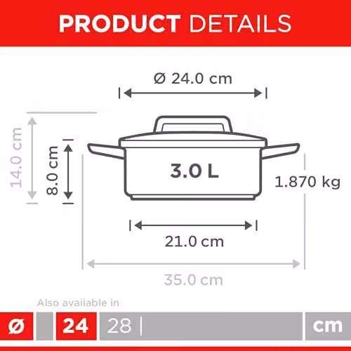 Kuhn Rikon Silver Uncoated Stainless Steel Allround Serving Pan, 3L, 24cm – 5