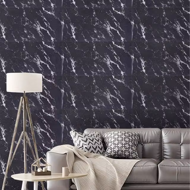 Lifeideas 10 Piece Black Marble Effect Self Adhesive PVC Wall Sticker Set