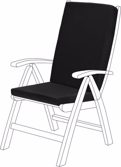 Gardenista Water-Repellent Highback Garden Chair Seat Pad Outdoor Cushion in Black