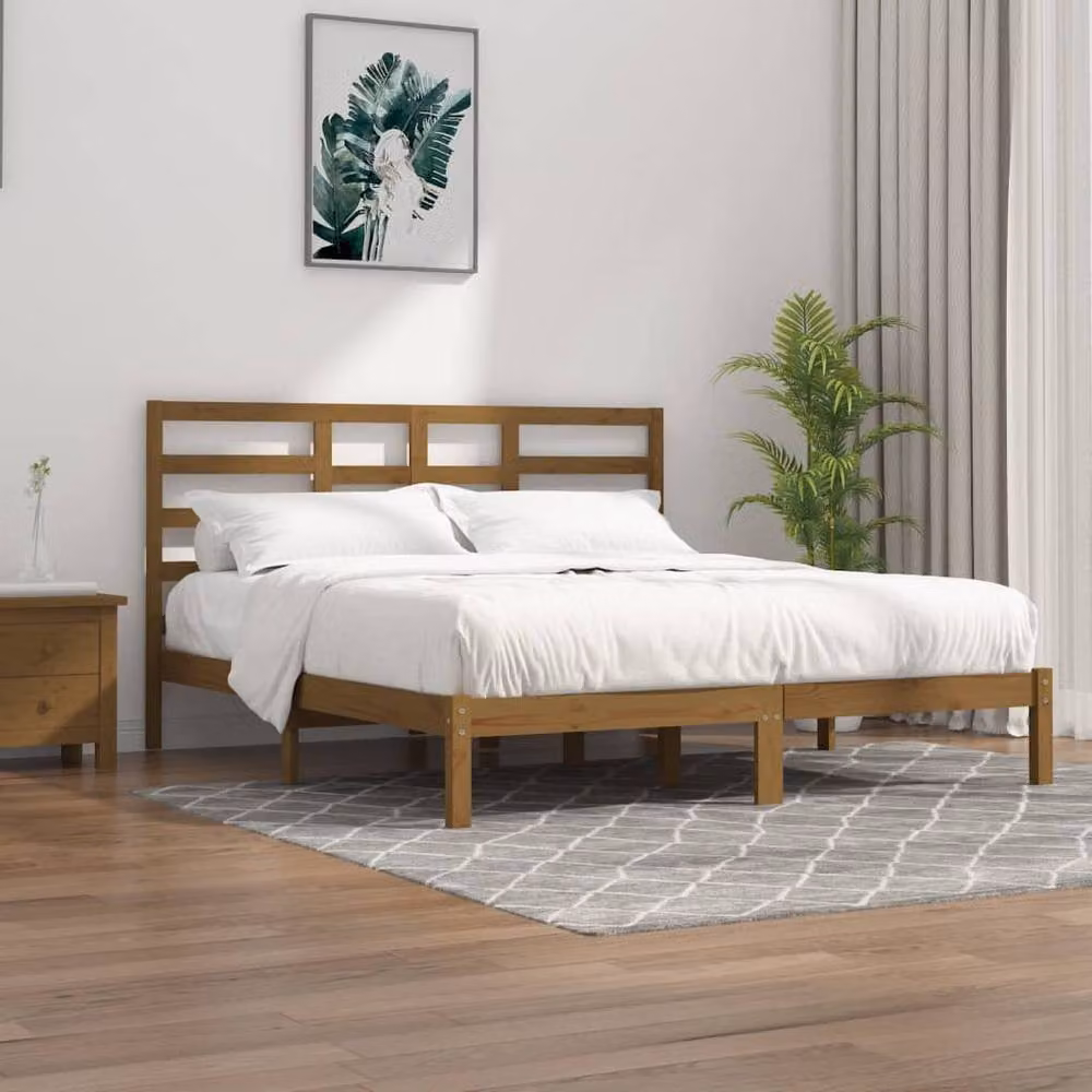 Berkfield Home Solid Wood Pine Bed Frame, Brown, 200 x 200 cm – 2
