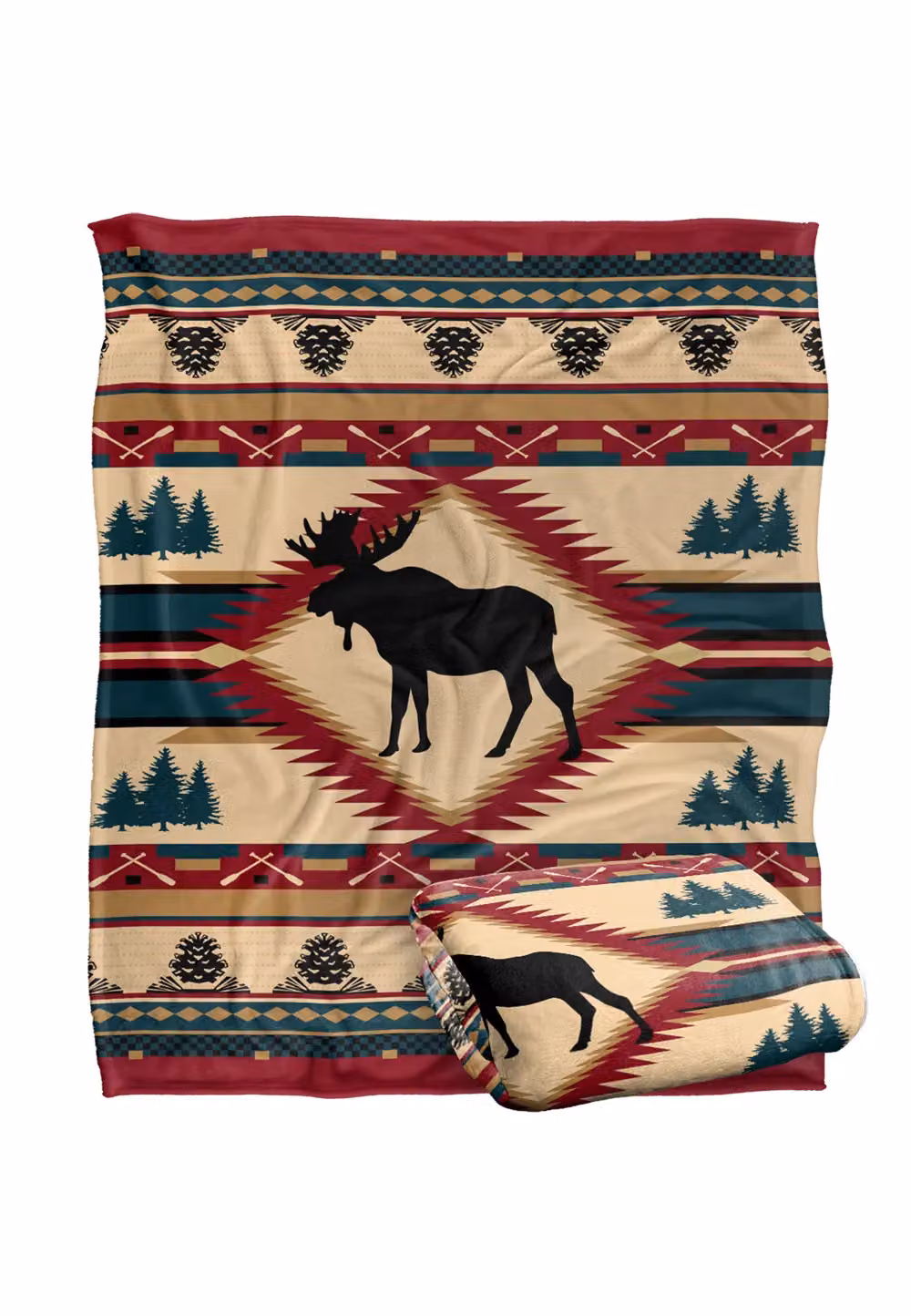 JQ Licensing Moose Lodge Silky Touch Super Soft Fleece Throw Blanket in White, W/D/H: 152 x 127 cm – 6