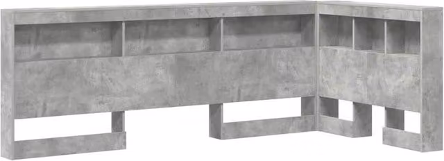 Berkfield Home Minimalist Storage Headboard with Integrated Shelf in Grey Matt Concrete Finish – 1