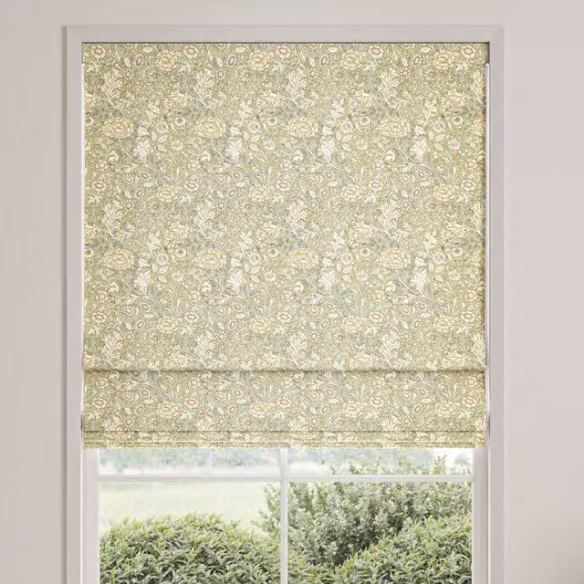 William Morris Double Bough Made To Measure Blackout Roman Blind in Green Floral Design
