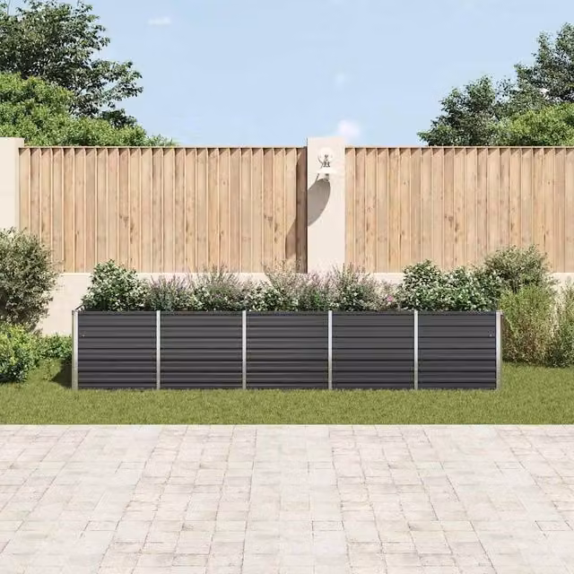 Berkfield Home Garden Galvanised Steel Raised Bed in Anthracite, W: 80 cm, D: 400 cm, H: 77 cm