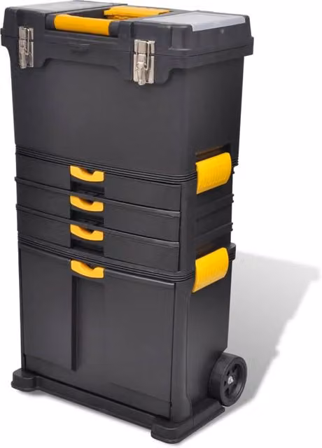 Berkfield Portable Plastic Tool Case Chest and Trolley in Black – 1