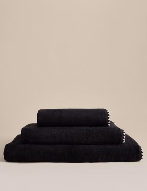 M&S Black Egyptian Cotton Towel with Border