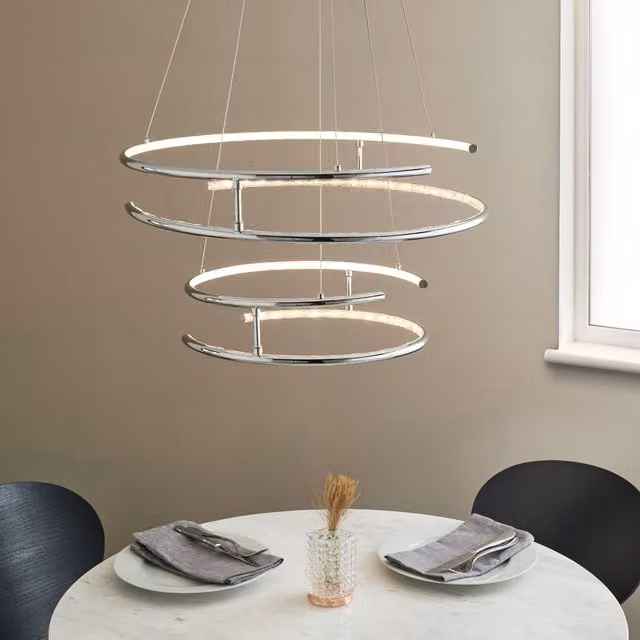 Pagazzi Mabel Silver Chrome Crystal LED Dimmable Pendant Ceiling Light