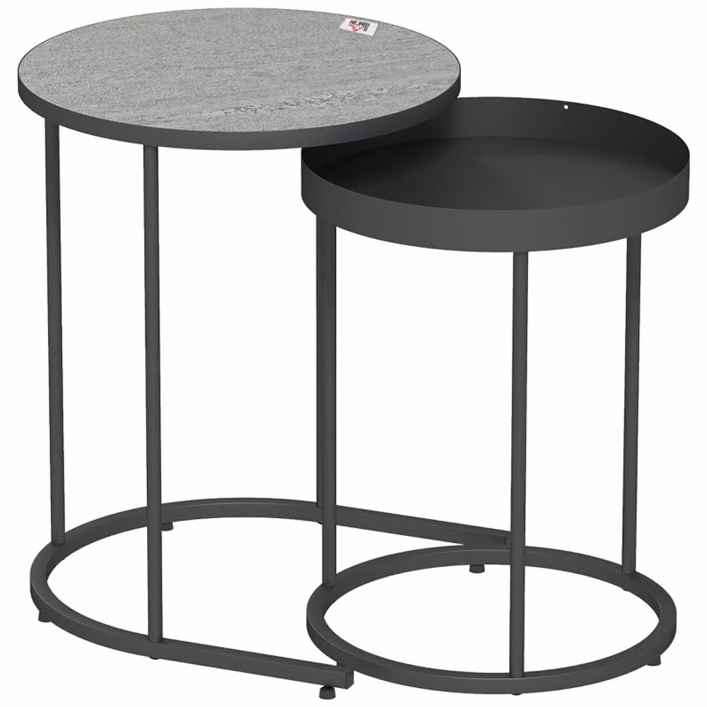 STILVORA Nesting Side Tables Set of 2 with Metal Frame in Grey and Black – 6