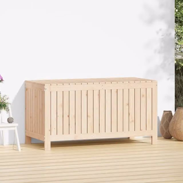 Berkfield Home Natural Pine Garden Storage Box, W/D/H: 121 x 55 x 64 cm