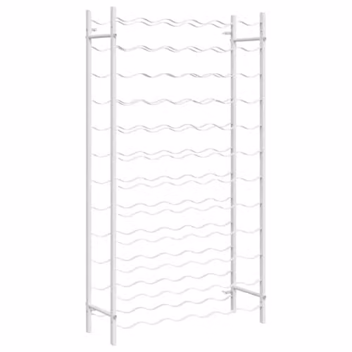 vidaXL Modern White Metal Wine Rack for 72 Bottles, W/D/H: 117 x 64 x 22 cm