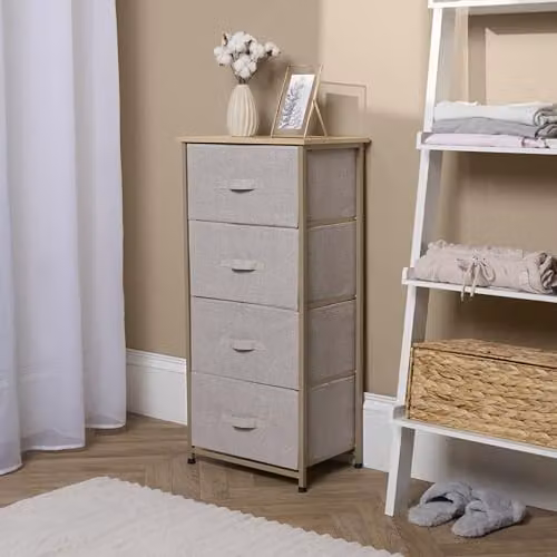 OHS Brooklyn 4 Drawer Fabric Chest of Drawers, Beige – 2