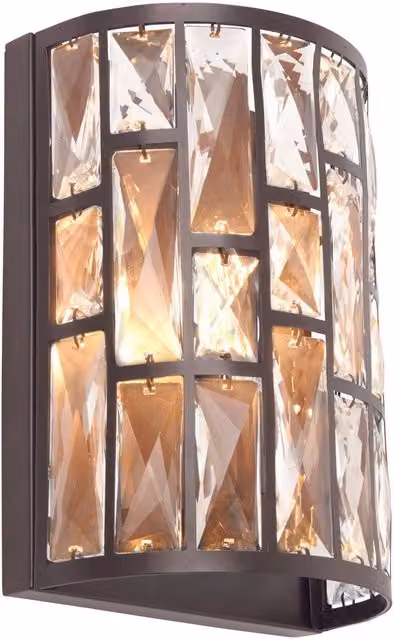 Loops Dimmable Wall Light in Dark Bronze and Clear Crystal with E14 Candle Bulb – 1