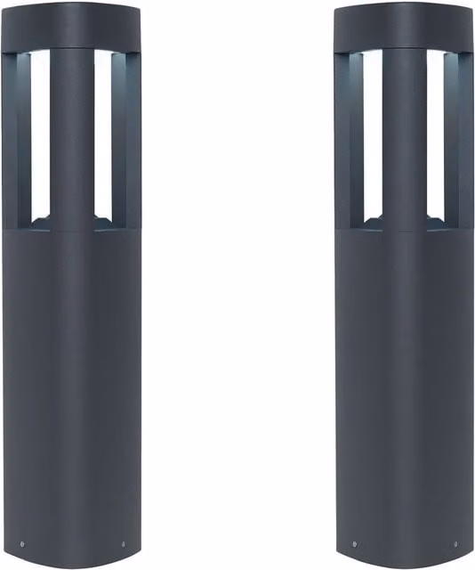 Loops 2 Pack Modern Grey Triangle LED Outdoor Post Bollard Lights with Aluminium Construction