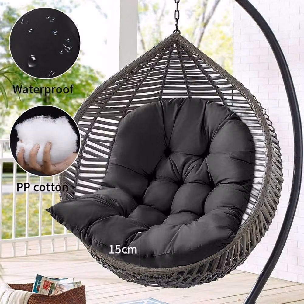NESTLUNE Large U Shaped Black Polyester Seat Pad for Hanging Egg Chairs, W/D/H: 190 x 100 x 15 cm – 2