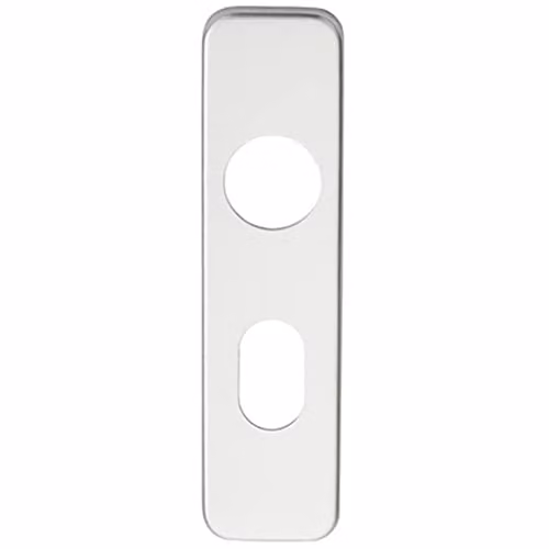 Loops Pair of Oval Backplate Door Handles for Safety Levers in Brushed Silver Aluminium, 154 x 40 mm