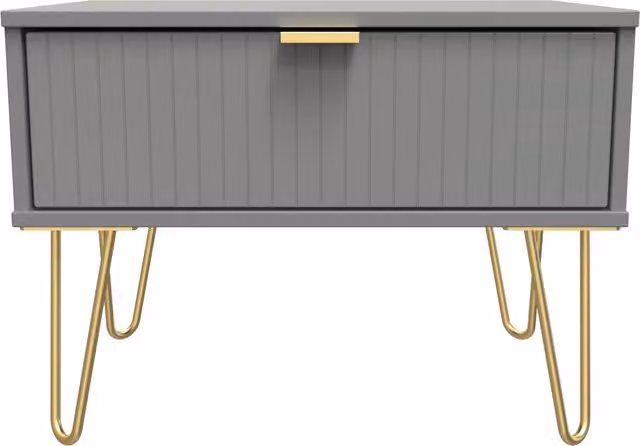2 U Bexley Modern Geometric Wide Side Table with 1 Drawer in Dark Grey and Gold