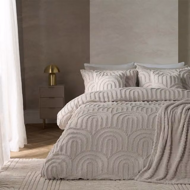 OHS Tufted Arches Bedding Set in Stone with Duvet Cover and Pillowcase, Double Size (Duvet Cover: 200 x 220 cm, Pillowcase: 140 x 200 cm) – 1