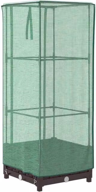 Berkfield Home Raised Bed with Greenhouse Cover in Brown Rattan Look, W/D/H: 40 x 40 x 123 cm