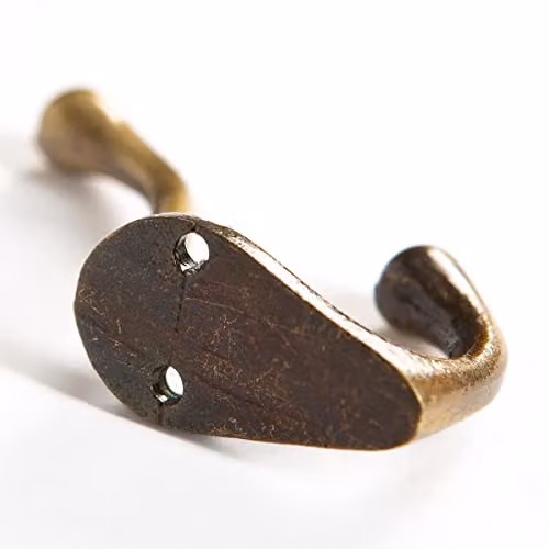 Hammer and Tongs Brass Narrow Wall Hook, Pack of 5, W: 25 mm x H: 80 mm – 2
