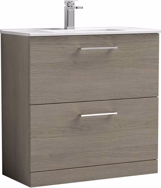 Balterley Solace Oak Floor Vanity Unit with 2 Soft Close Drawers in Brown