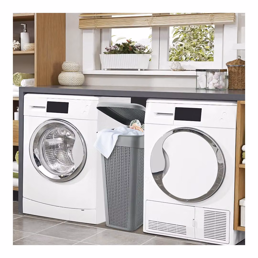 JVL Loop 43L Slim Laundry Basket with Handles in Grey – 4