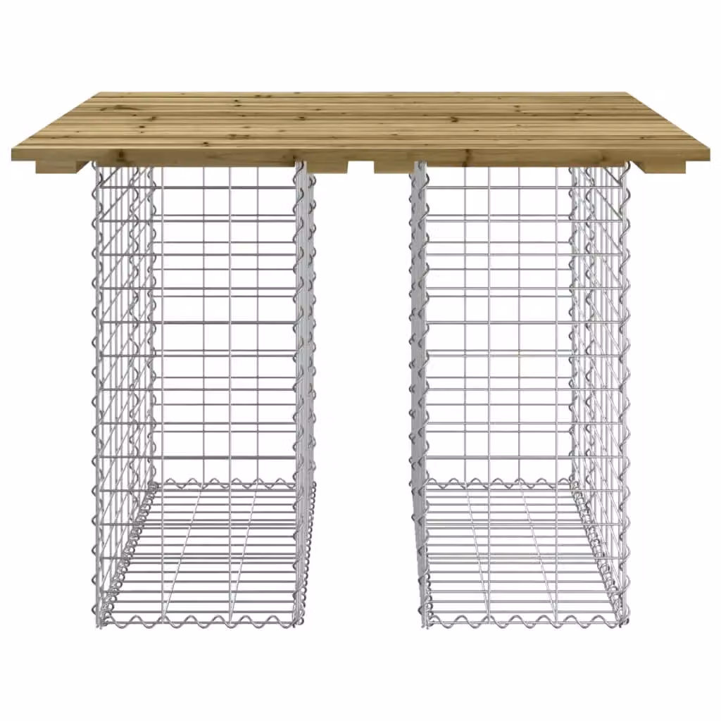 Berkfield Home Gabion Design Garden Bench in Brown Impregnated Pine Wood, W/D/H: 100 x 102 x 72 cm – 2