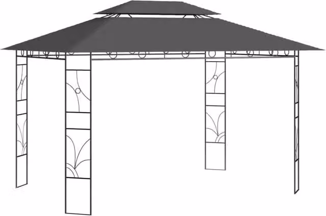 Berkfield Home Anthracite and Black Hip Roof Gazebo W: 400 cm, D: 300 cm, H: 270 cm – 1