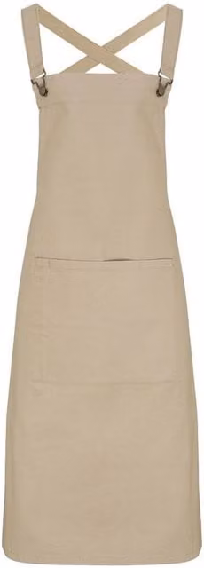 Premier Barista Cross Back Bib Apron in Beige