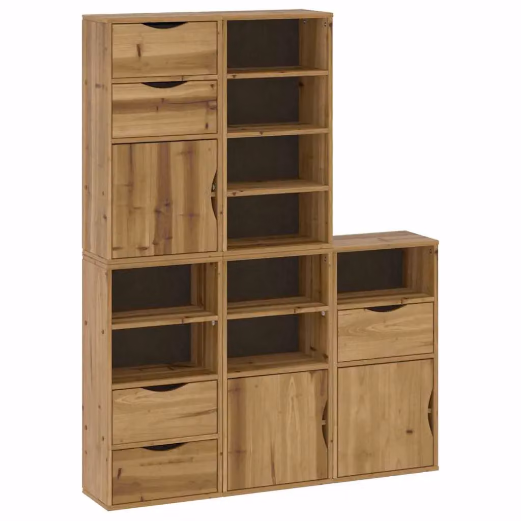 Berkfield Home ODDA Side Cabinets, Set of 5, Solid Wood Pine, Brown, W/D/H: 40 x 24 x 79 cm – 2