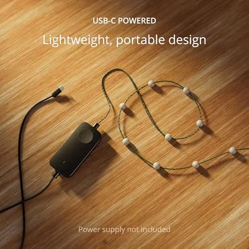 Twinkly USB-C Pearl Shaped RGBIC LED Christmas String Lights, 200 LED, Multicolour, Green Wire, 12m – 2