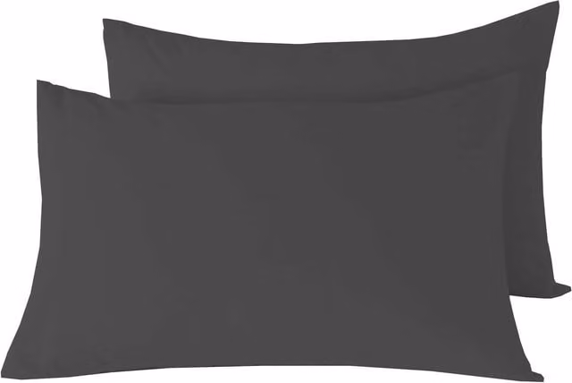 NewEdgeBlinds Basics Pillowcase Pair in Anthracite Grey Cotton and Polyester Blend