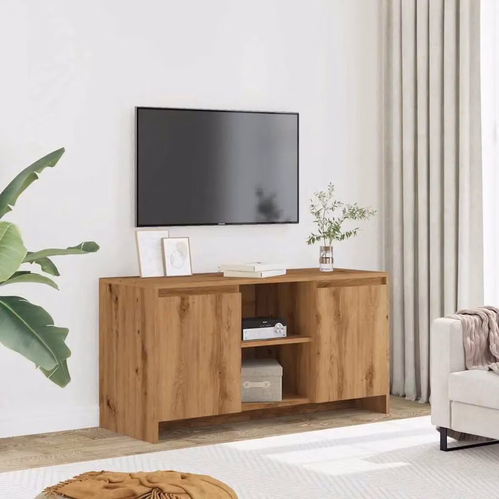 Berkfield Home Artisan Oak TV Cabinet in Brown, W/D/H: 102 x 37.5 x 52.5 cm – 3