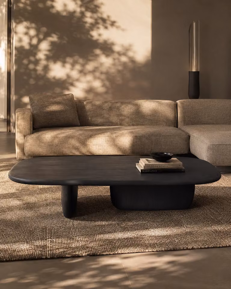Tommy Franks Amelia Round Coffee Table in Smoked Oak and Black Wood