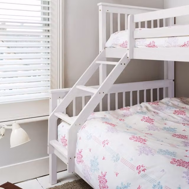 Noa and Nani Hanna Triple Bunk Bed in Classic White Solid Pine Wood
