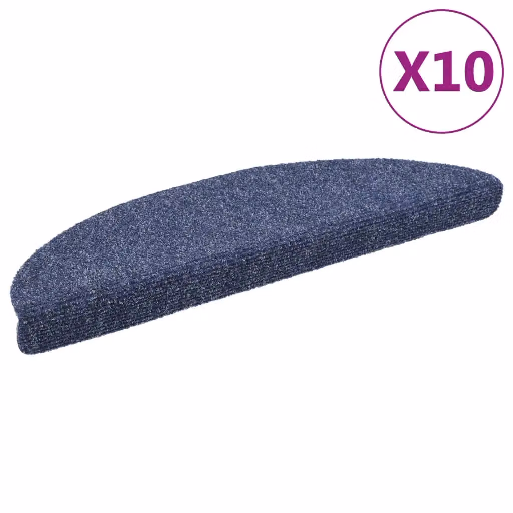 Berkfield Home Self-adhesive Needle Punch Stair Mats, 10 Pieces, Blue, W: 56 cm, D: 17 cm, H: 3 cm – 2
