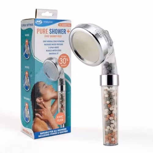 JML Pure Shower+ Silver Chrome Water-Saving Handheld Rain and Massage Shower Head