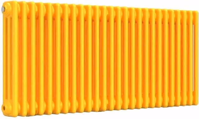 Lux Heat Horizontal 3 Column Steel Radiator in Sunflower Yellow, W: 119 cm, H: 50 cm