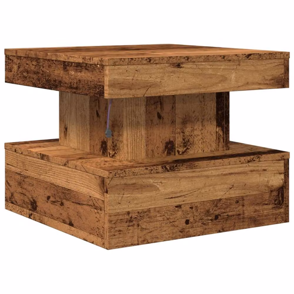 Berkfield Home Modern Square Coffee Table with LED Lights in Brown, W/D/H: 50 x 50 x 40 cm – 6