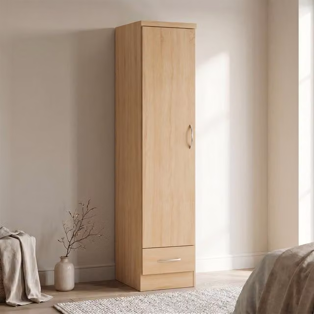 Seconique Nevada 1 Door 1 Drawer Wardrobe in Oak Effect, W/D/H: 52 x 40 x 182.5 cm – 4