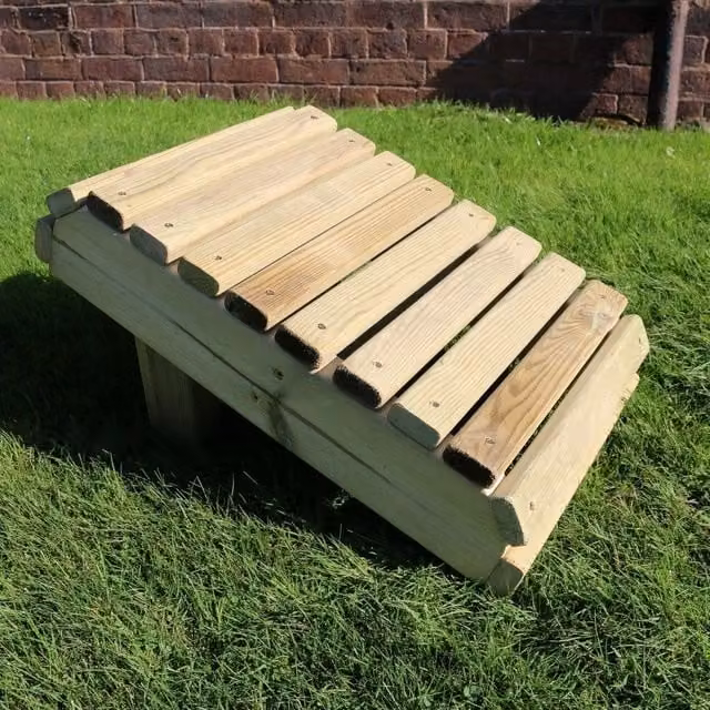 Churnet Valley Garden Furniture Ltd Ergonomic Wooden Footstool in Brown, W: 35 cm, D: 50 cm, H: 30 cm – 1