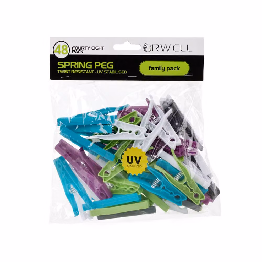 Orwell Large Plastic Spring Pegs, Multicolour, 48 Pack – 2