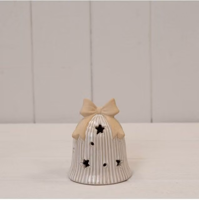 KDMD Glazed Ceramic Bell Pendant with LED in White and Beige