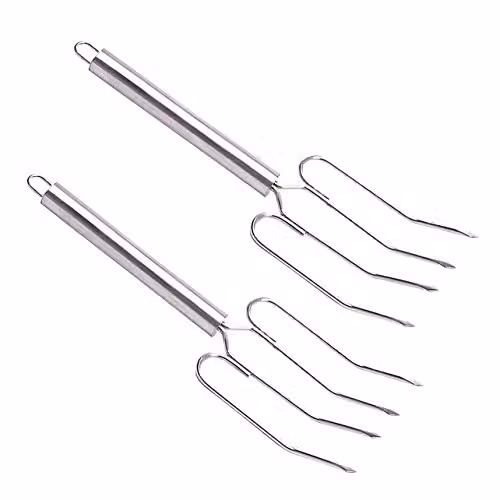MasterClass Stainless Steel Meat Lifting Forks, Set of 2, Silver