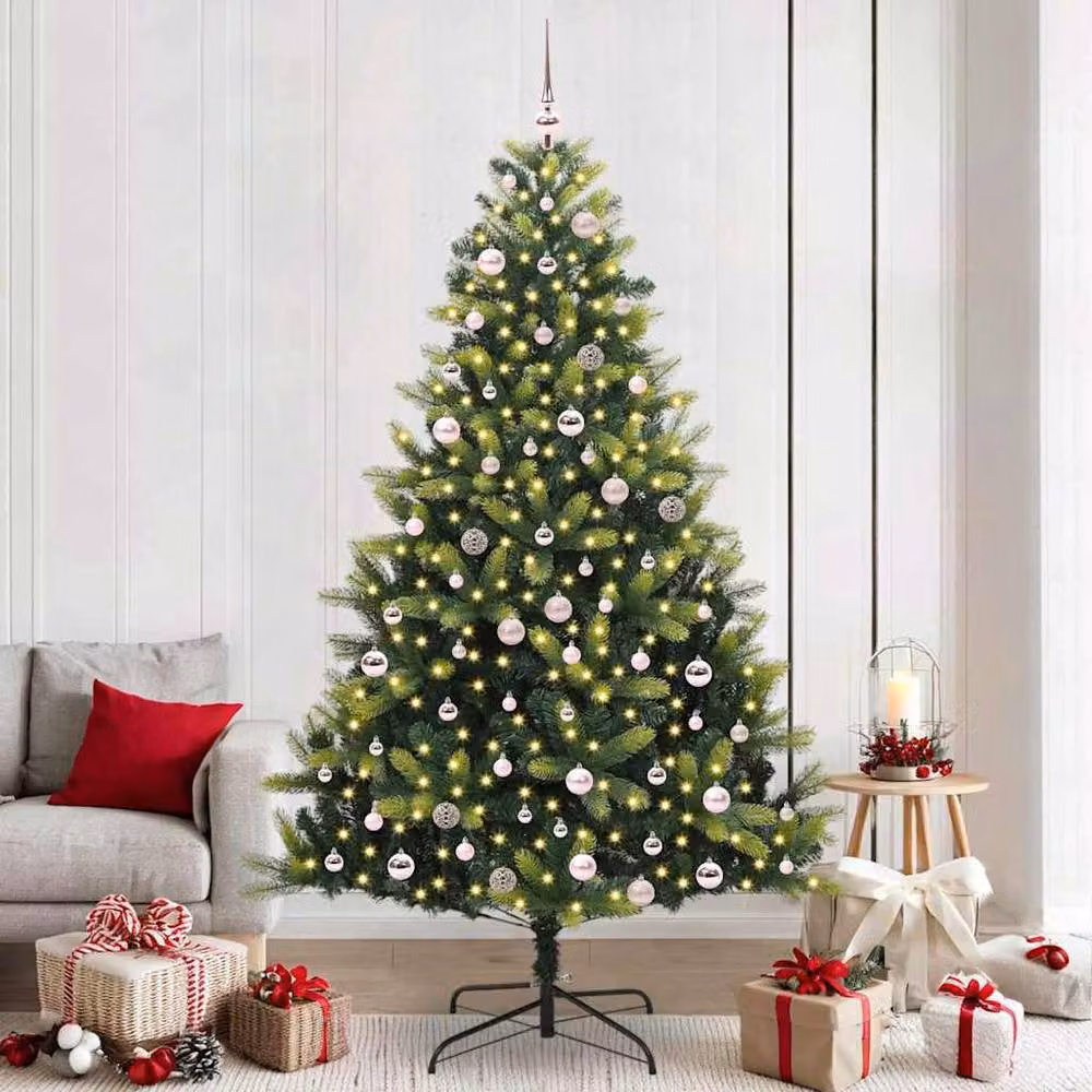 Berkfield Home Realistic Artificial Hinged Christmas Tree with 300 LEDs, Green, Height: 240 cm – 2