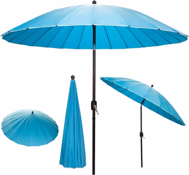 Samuel Alexander Shanghai 2.6m Blue Aluminium Crank and Tilt Garden Parasol