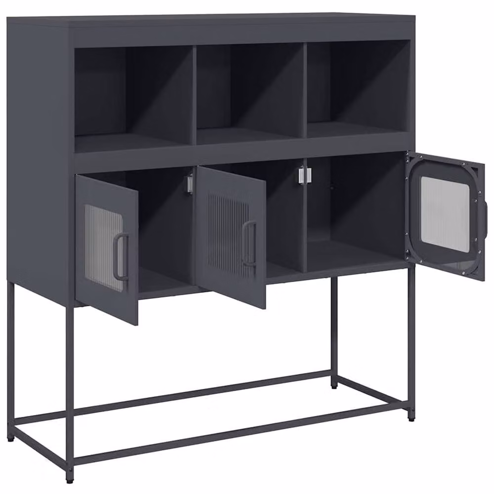 Berkfield Home Anthracite Sideboard in Dark Grey Matt Metal, W/D/H: 100.5 x 39 x 107 cm – 2