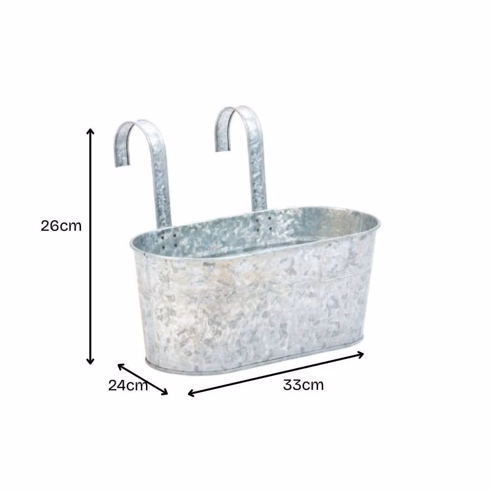 Marco Paul Silver Galvanised Steel Hanging Planter for Fences and Balconies, Diameter: 30.48 cm – 2