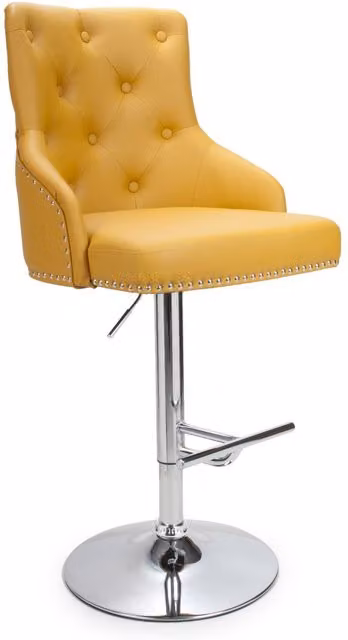 Shankar Yellow Synthetic Leather and Metal Bar Stool