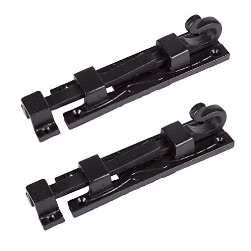 Hammer and Tongs Straight Shepherd's Crook Surface Bolt in Matt Black Iron, Pack of 2 – 2